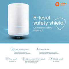 Orient Aquanova 25 Litre 5 Star Vertical Storage Geyser with Whirlflow Technology (White)