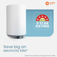 Orient Electric Aquanova Neo 15L 5 Star Storage Water Heater (White, Vertical, 2000W) | Glassline Tank | Incoloy Heating Element | Whirlflow Technology