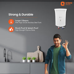 Orient Electric Primus|3L Instant Wall Mount Water Heater|High Grade Ss Tank|3000W Heavy Copper Heating Element|8 Bar Pressure Compatibility|Suitable For High-Rise Buildings|5 Years Tank Warranty