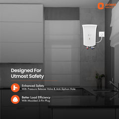 Orient Electric Primus|3L Instant Wall Mount Water Heater|High Grade Ss Tank|3000W Heavy Copper Heating Element|8 Bar Pressure Compatibility|Suitable For High-Rise Buildings|5 Years Tank Warranty