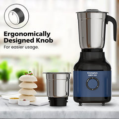 Crompton Ameo 500 W Mixer Grinder – Powertron Motor, Motor Vent-X Technology, 3 Stainless-Steel Jars, 3-Speed with Pulse, Overload Protection
