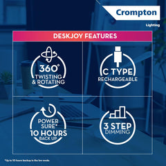 Crompton DeskJoy 5 W Rechargeable LED Table Lamp
