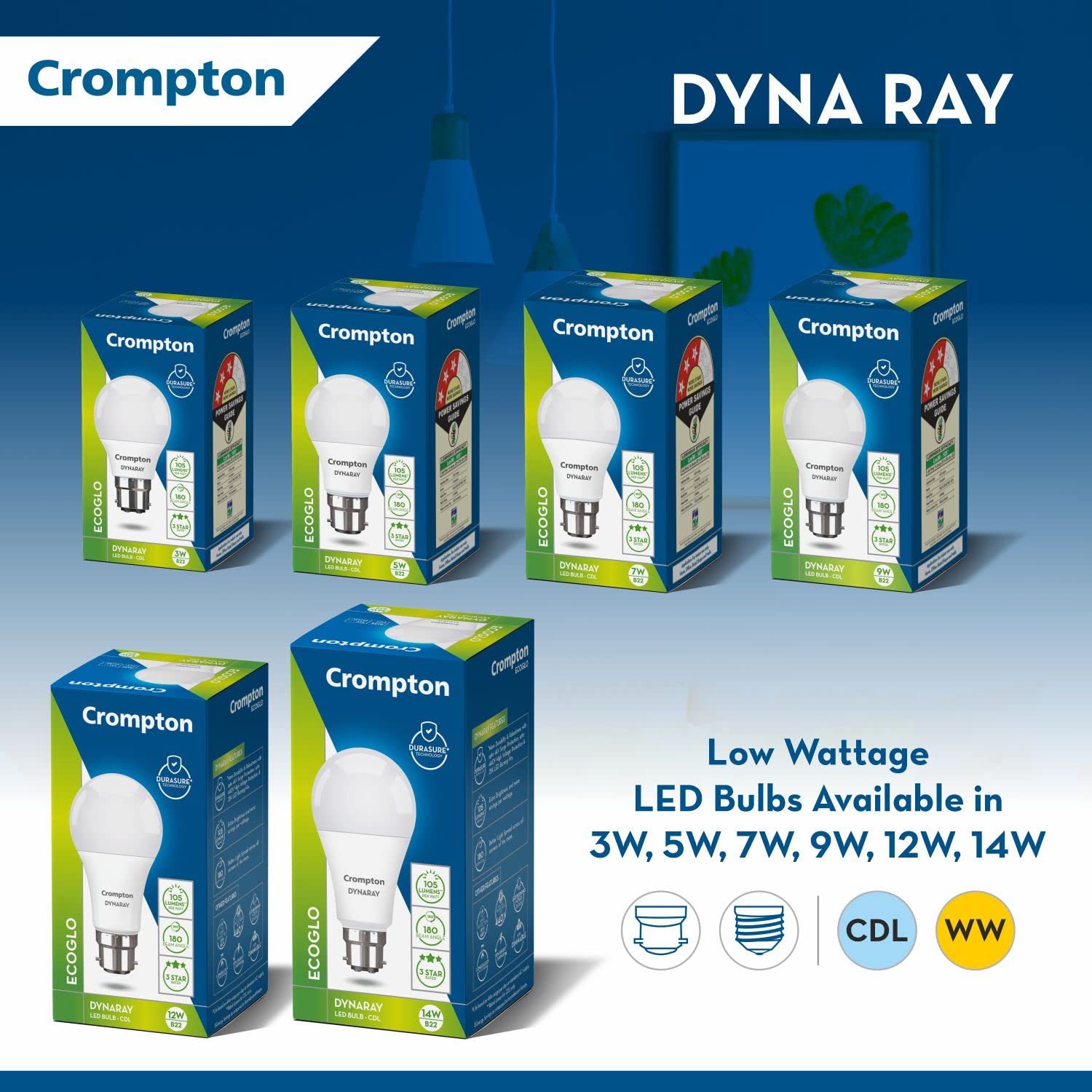Crompton Dyna Ray 9W Round B22 LED Bulb – Cool Daylight