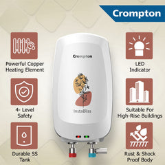 Crompton InstaBliss 3 L Instant Water Heater – 3000 W, 4-Level Safety, Rust-Proof