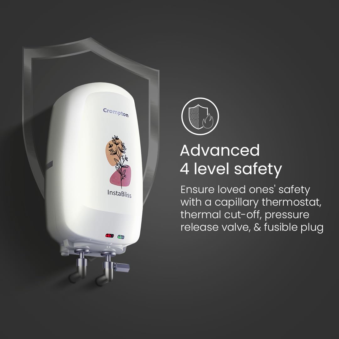 Crompton InstaBliss 5 L Electric Instant Water Heater – 3000 W, Rust-Proof, 4-Level Safety
