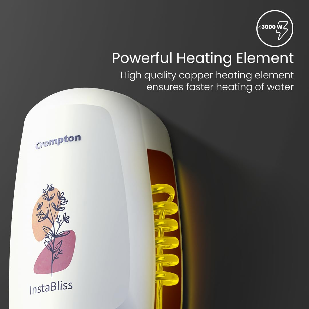 Crompton InstaBliss 5 L Electric Instant Water Heater – 3000 W, Rust-Proof, 4-Level Safety
