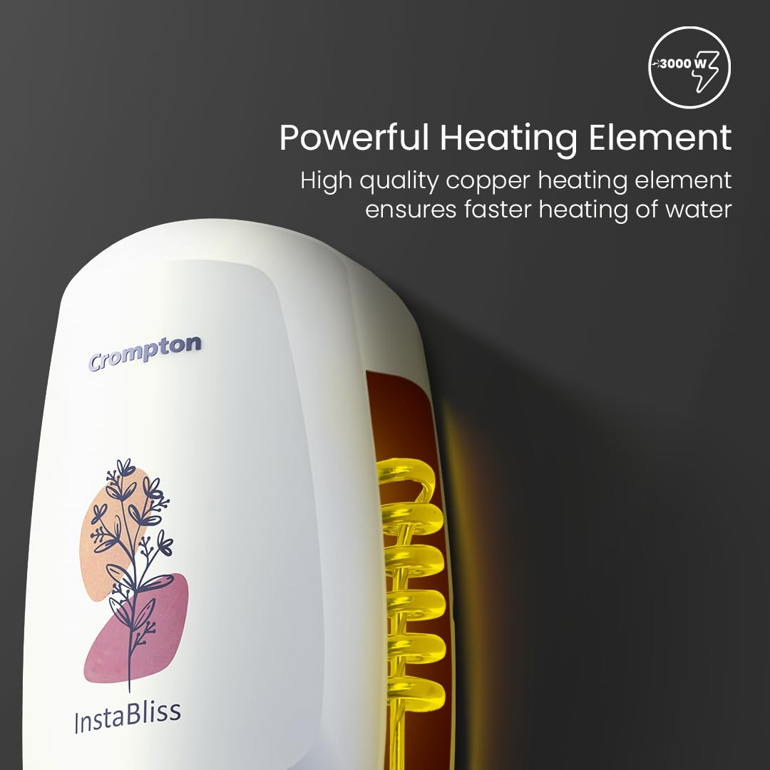 Crompton InstaBliss 5 L Electric Instant Water Heater – 3000 W, Rust-Proof, 4-Level Safety