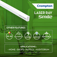 Crompton Laser Ray Smile 20 W LED Batten – Energy-Efficient, Cool Day Light (6500 K)