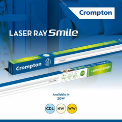 Crompton Laser Ray Smile 20 W LED Batten – Energy-Efficient, Cool Day Light (6500 K)