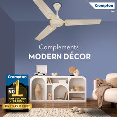 Crompton SUREBREEZE HILL BRIZ NEO 1200 mm (48") Ceiling Fan – Ivory (Star-Rated Energy Efficient)